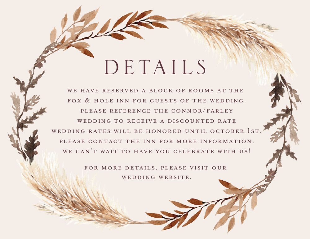 Boho Garland Reception Card 