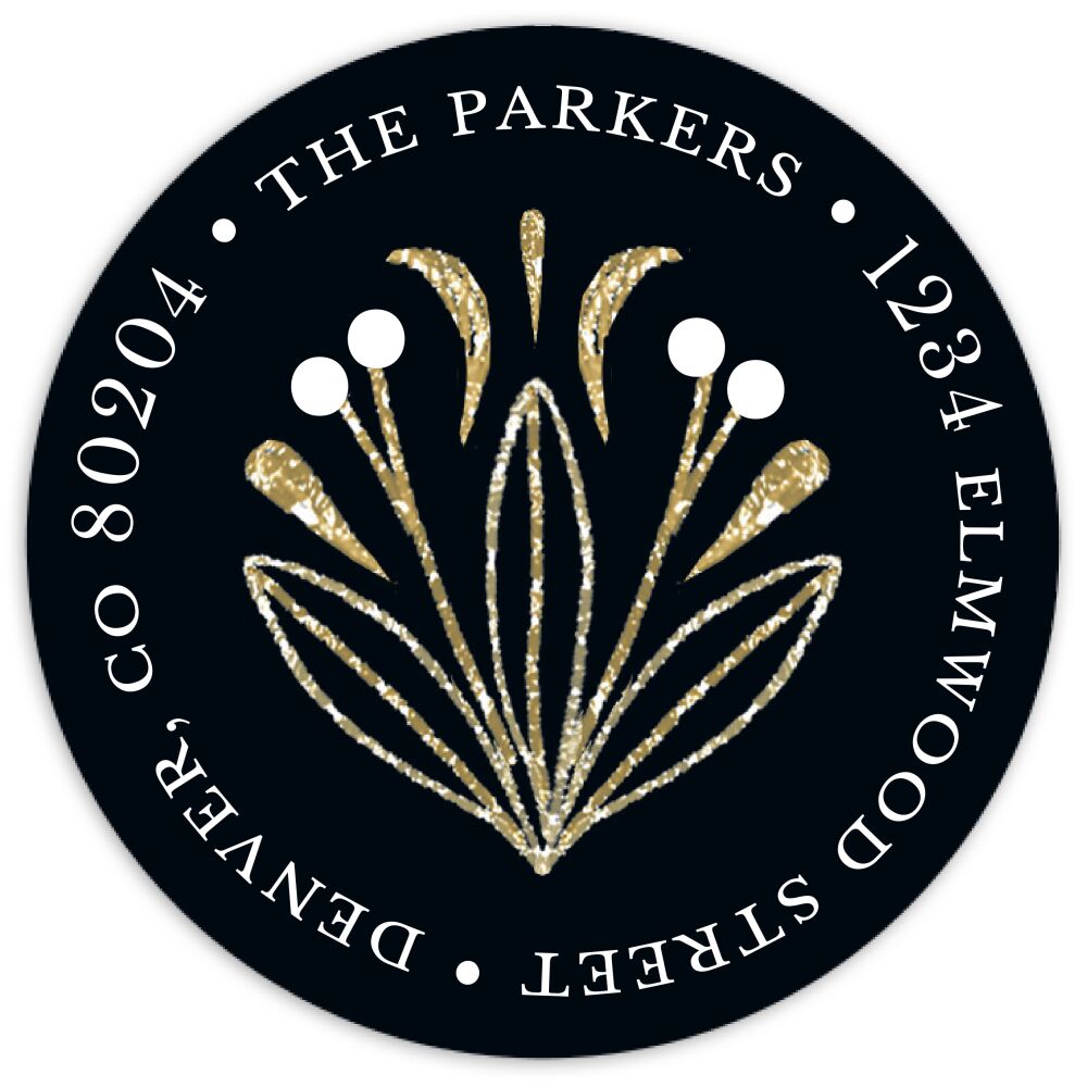 Filigree Border Sticky Round Address Sticky