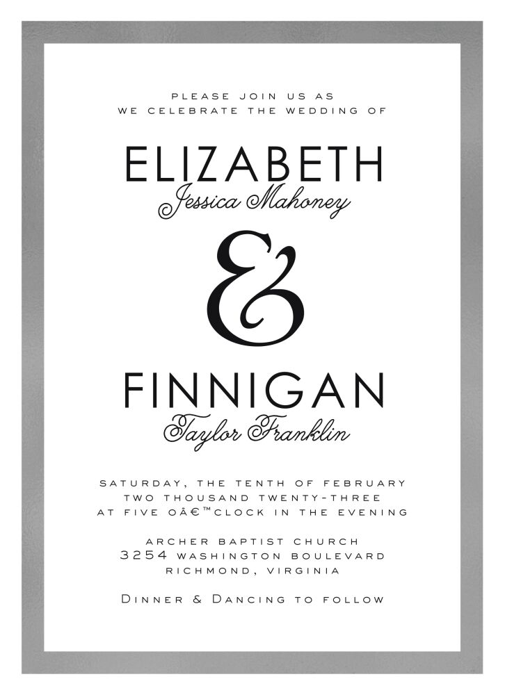 Bold And Bright Foil Pressed Invitation (without foil &)