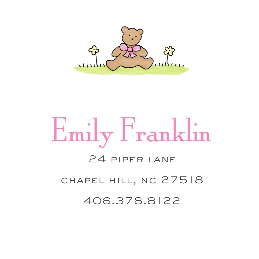 Teddy Bear - Pink Calling Card