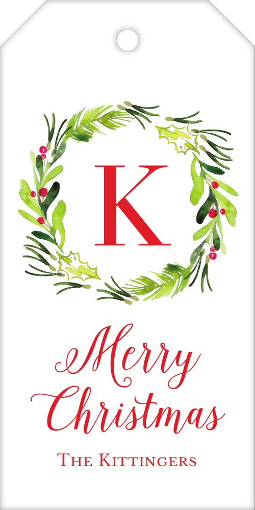 Holiday Wreath Hanging Gift Tag