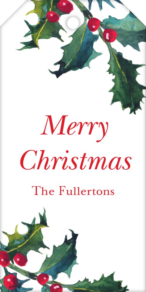 Holly Party Hanging Gift Tag