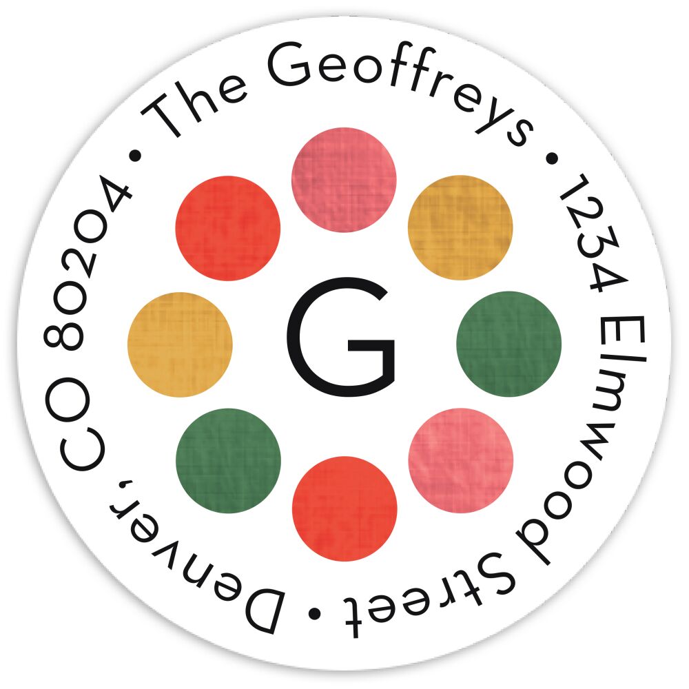 Bright Surprise Round Address Sticky