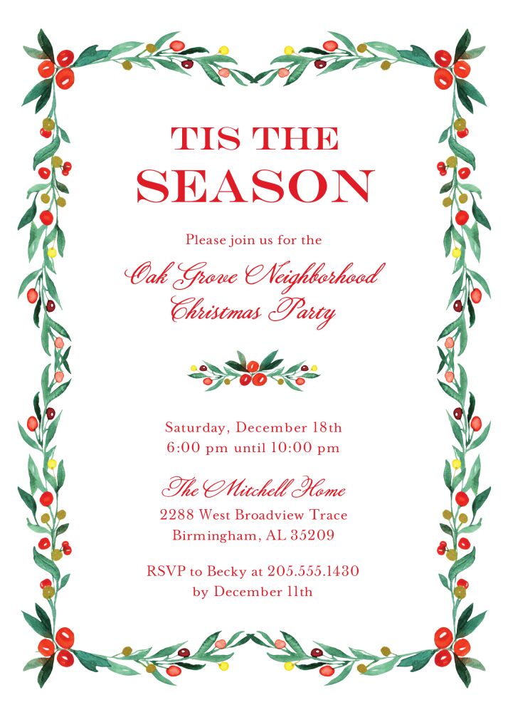 Bright Berry Border Invitation