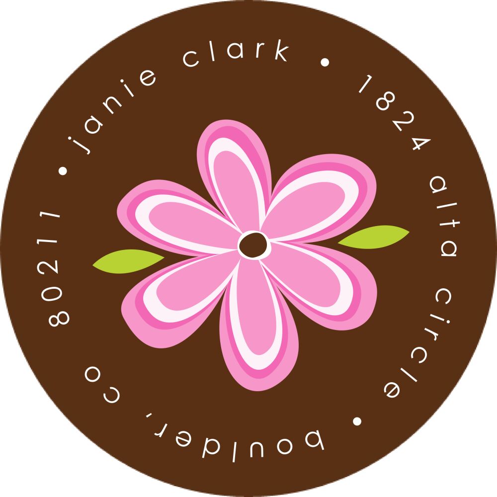 Pink Daisy Delight Round Address Sticky