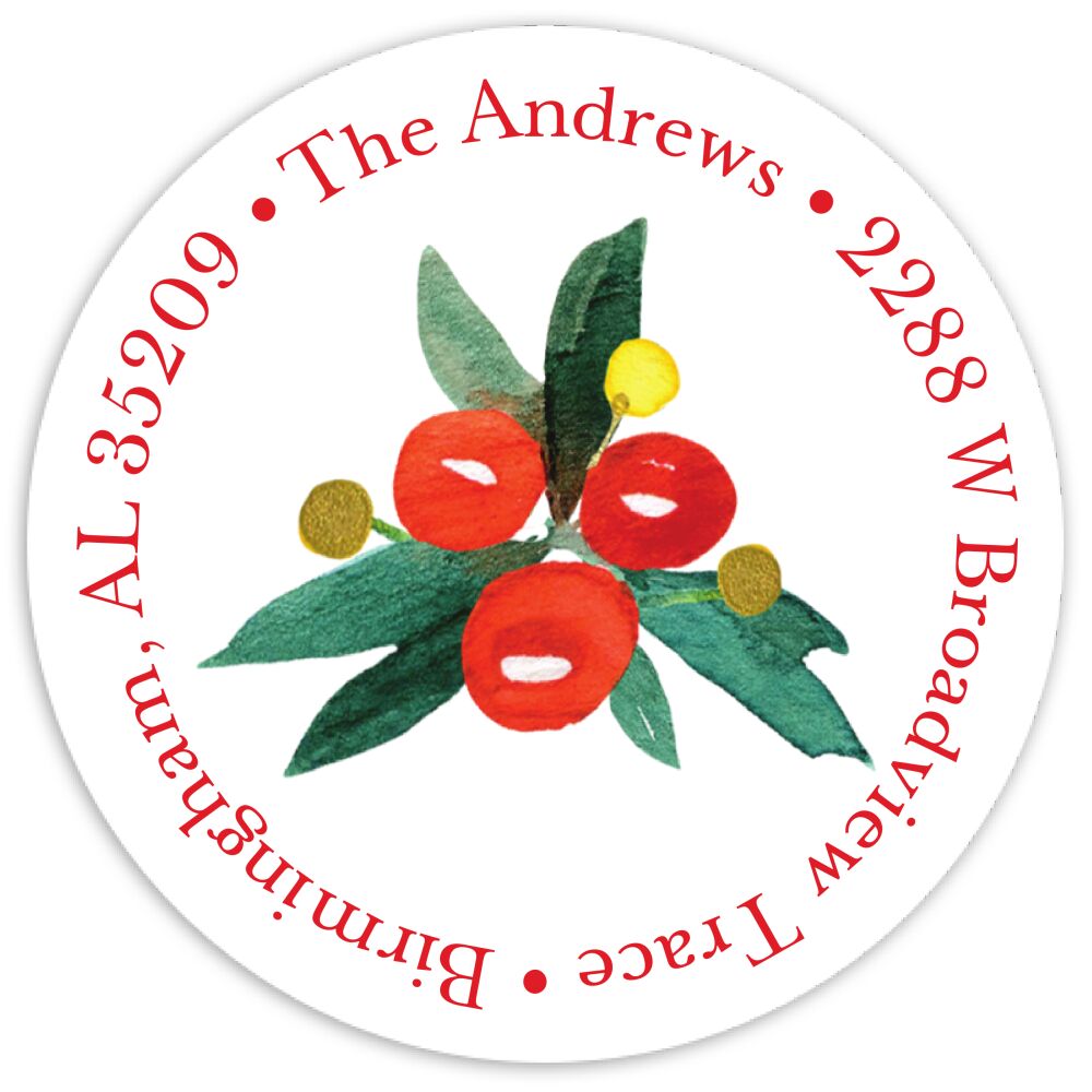 Bright Berry Border Round Address Sticky