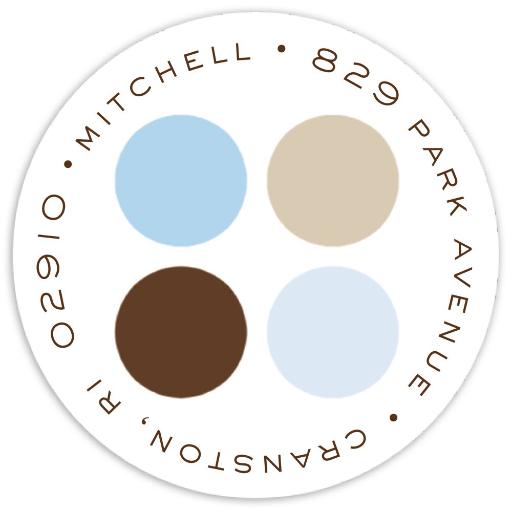 Dots of Love Blue Round Address Sticky