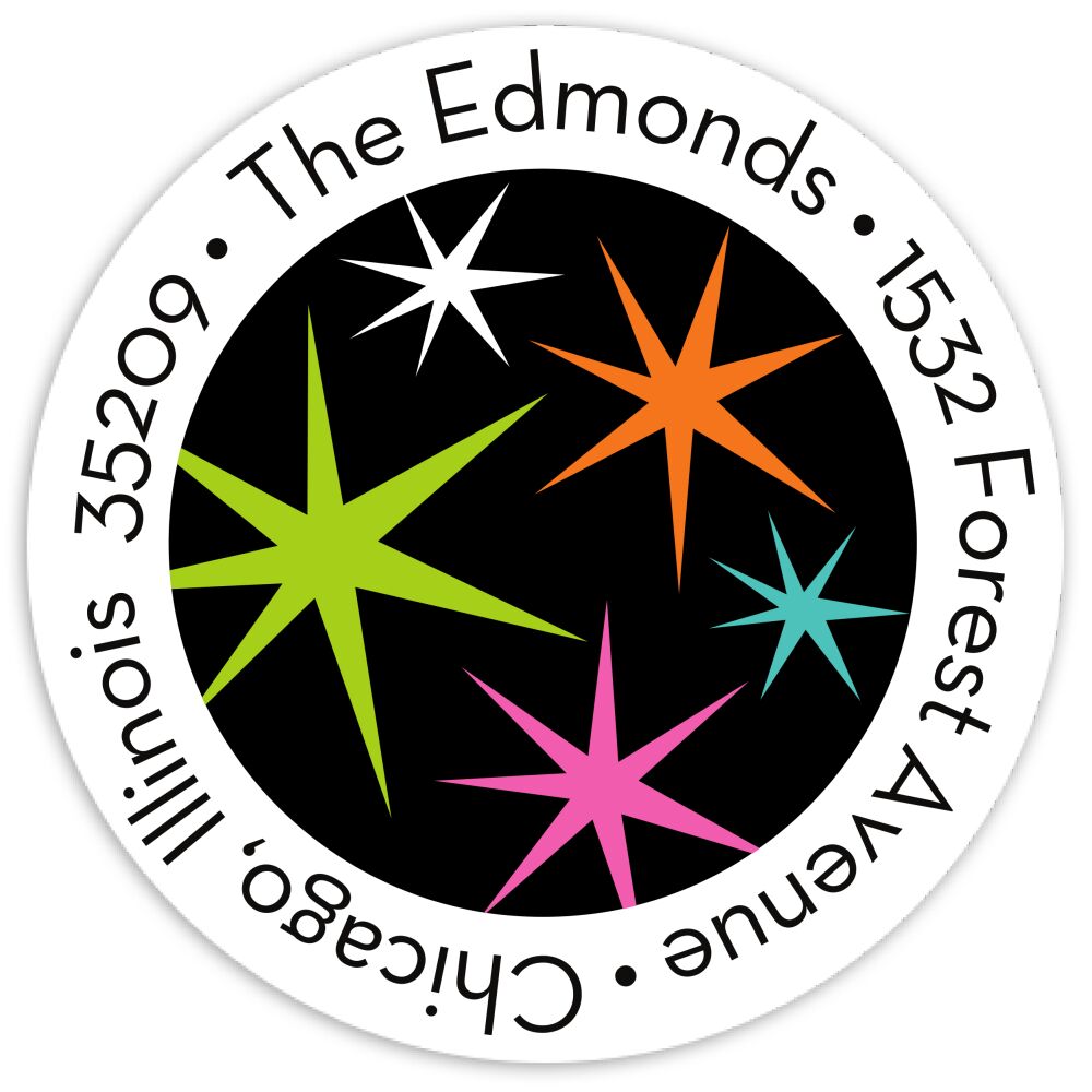 New Year Countdown Round Address Sticky