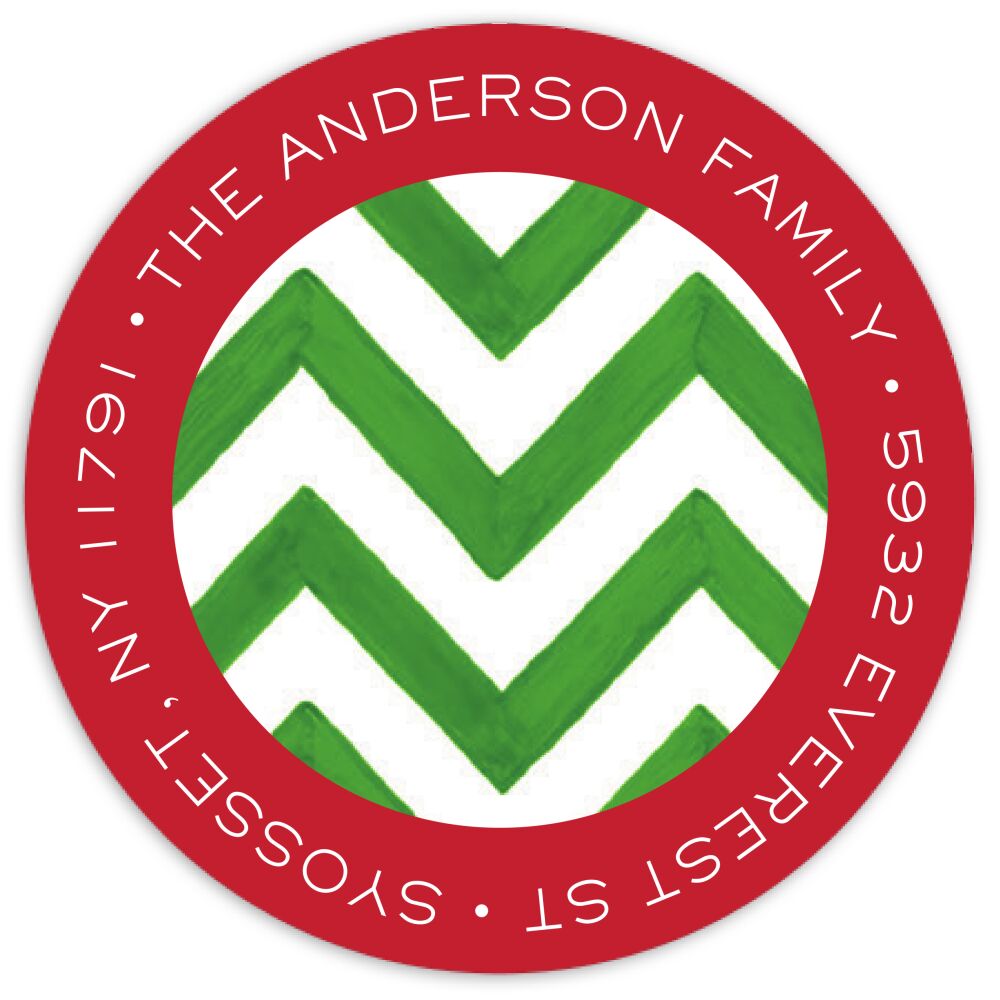 Painted Chevron Stripe Round Address Sticky