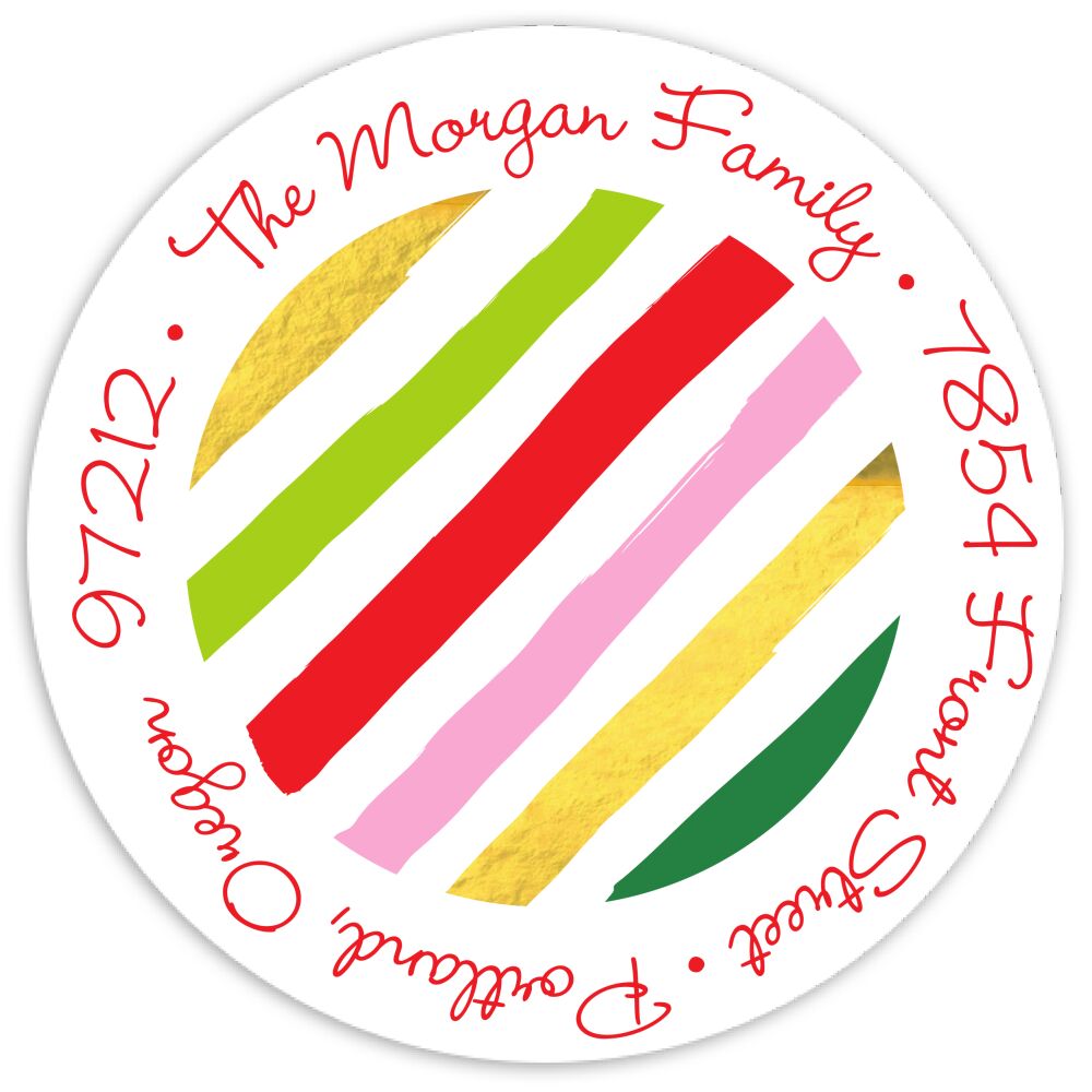 Fun Stripes Round Address Sticky