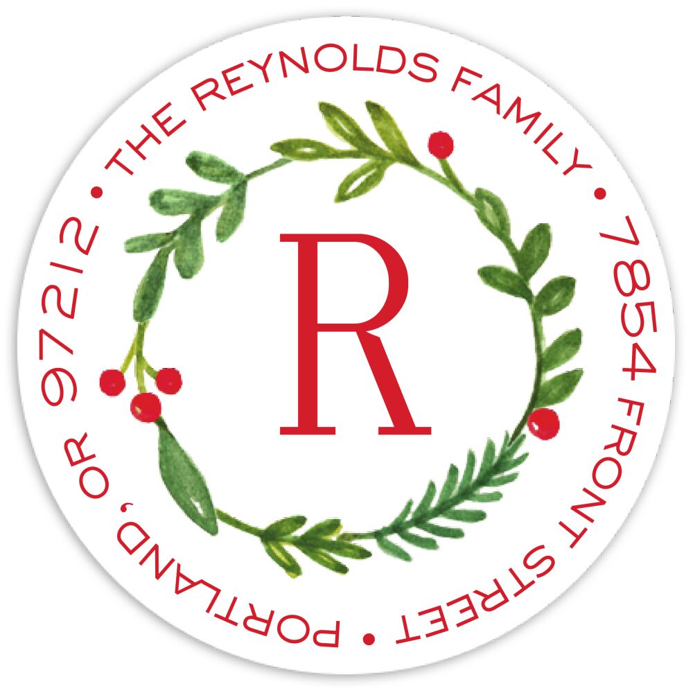 Christmas Greenery Return Address Sticky