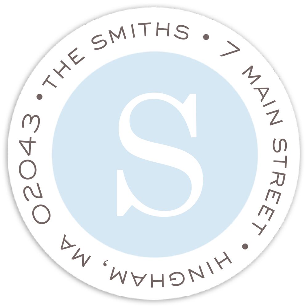 Preppy Plaid Blue Round Address Sticky