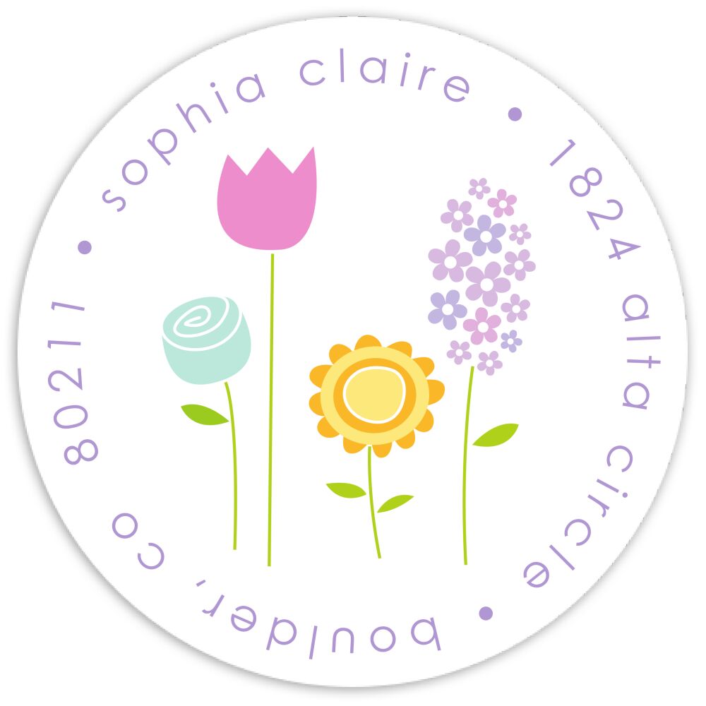 Baby Garden Round Address Sticky