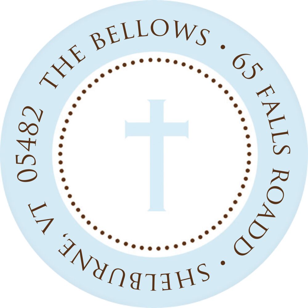 Dressed To Be Blessed Blue Round Address Sticky