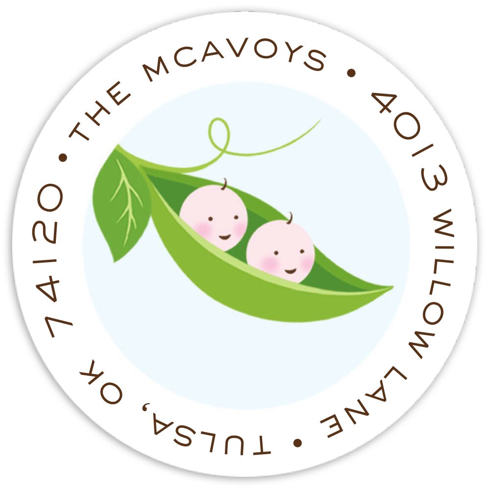 Twin Pea Pod Round Address Sticky