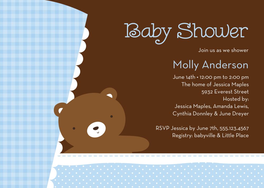 Teddy Pram - Blue Invitation