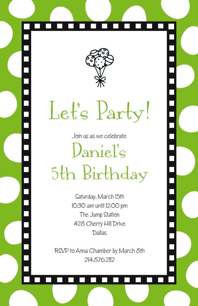 Jumbo Party Dots - Lime Invitation