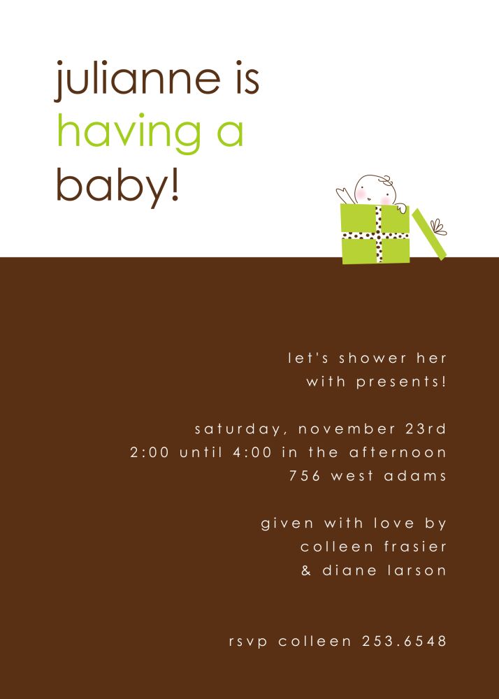 Baby Surprise Green Baby Shower Invitation