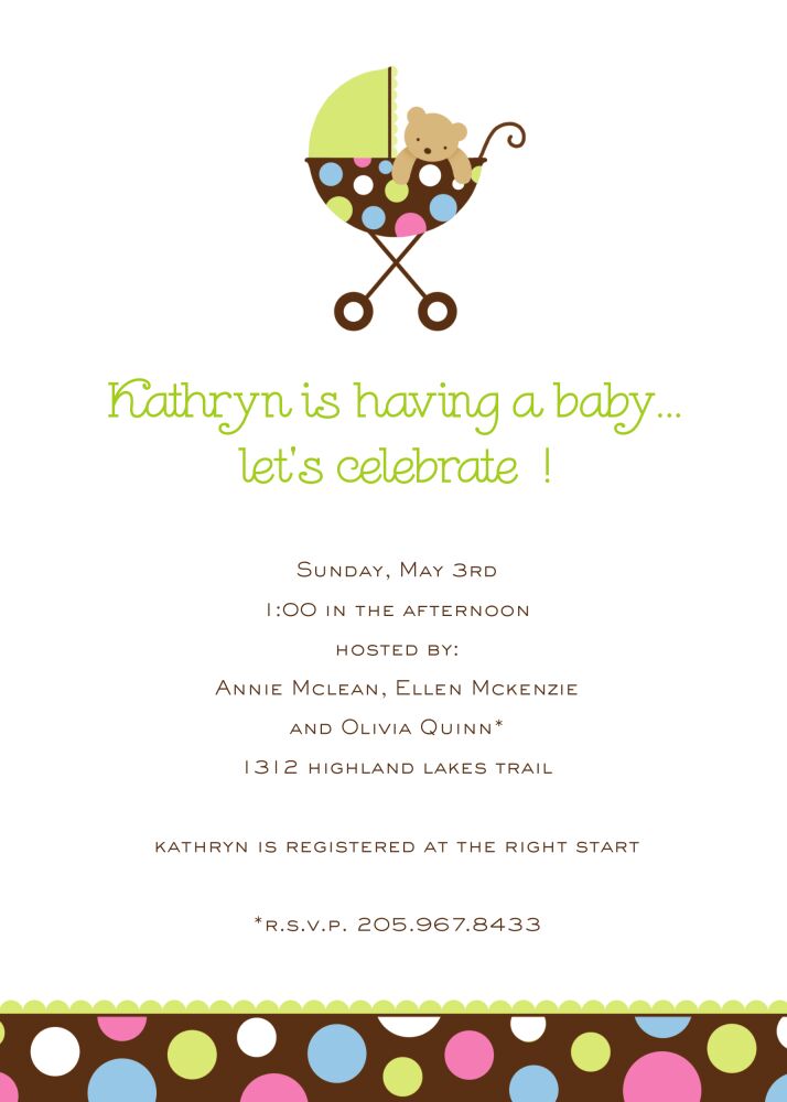 Polka Pram Shower Invitation
