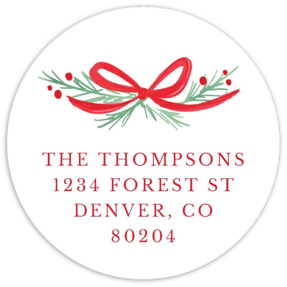 Bowed Border  Round Address Sticky