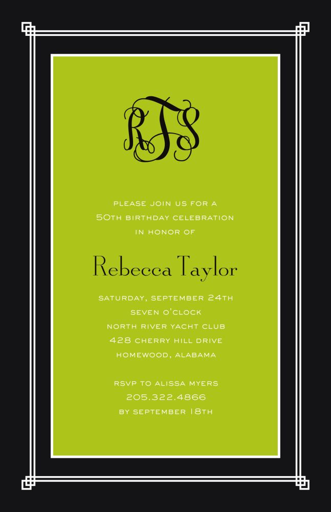 Simply Framed - Green Invitation