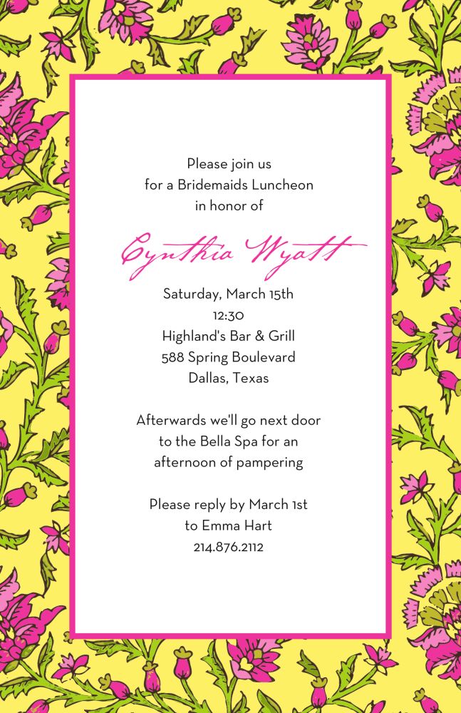 Scarlett's Room - Yellow Invitation