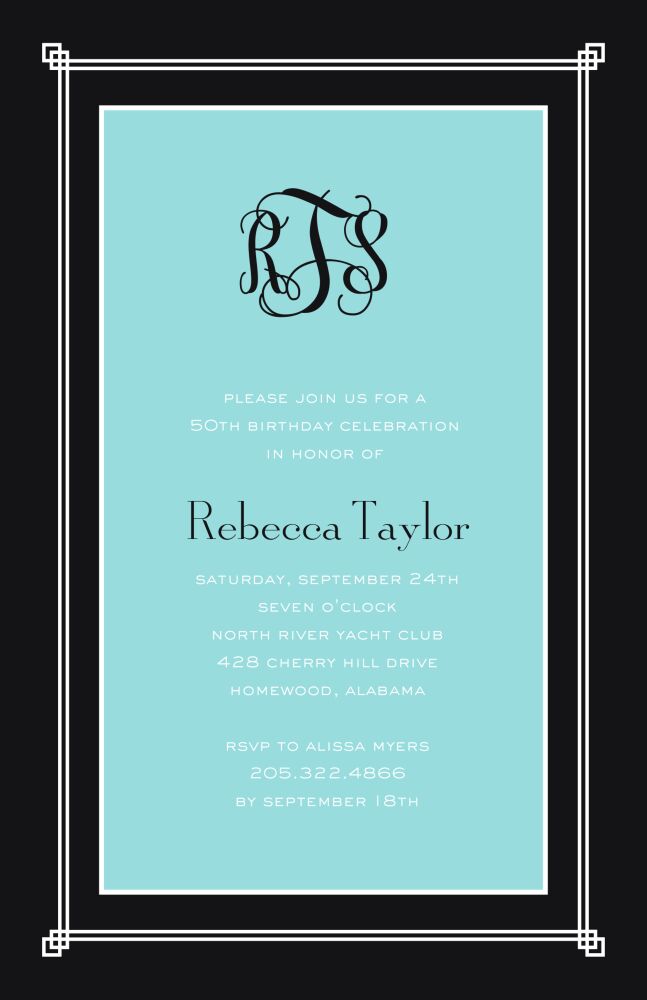 Simply Framed - Aqua Invitation