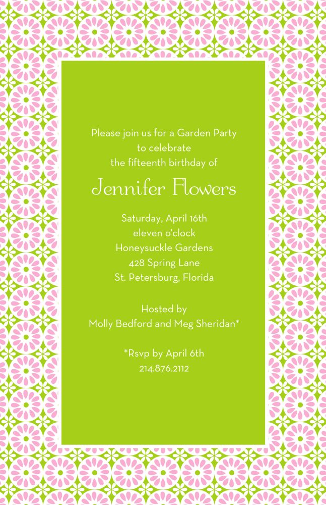 In Full Bloom - Green Invitation