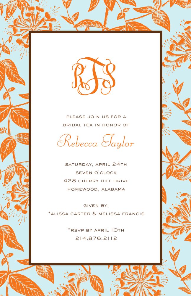 Honeysuckle - Aqua Invitation