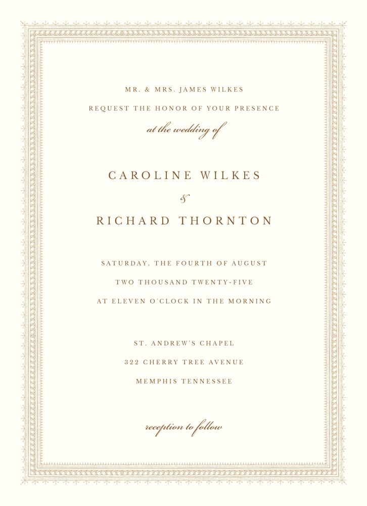 Elegant Border Invitation on White Eggshell (cream)