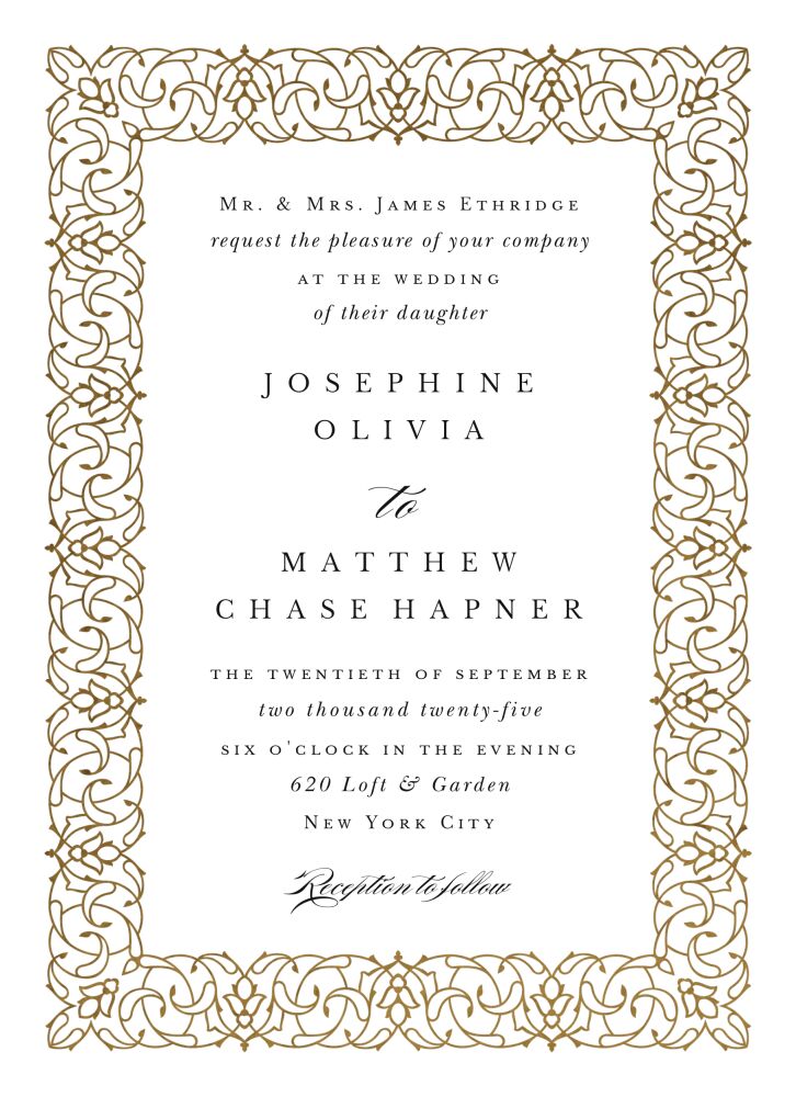 Fleur Border Foil Pressed Invitation