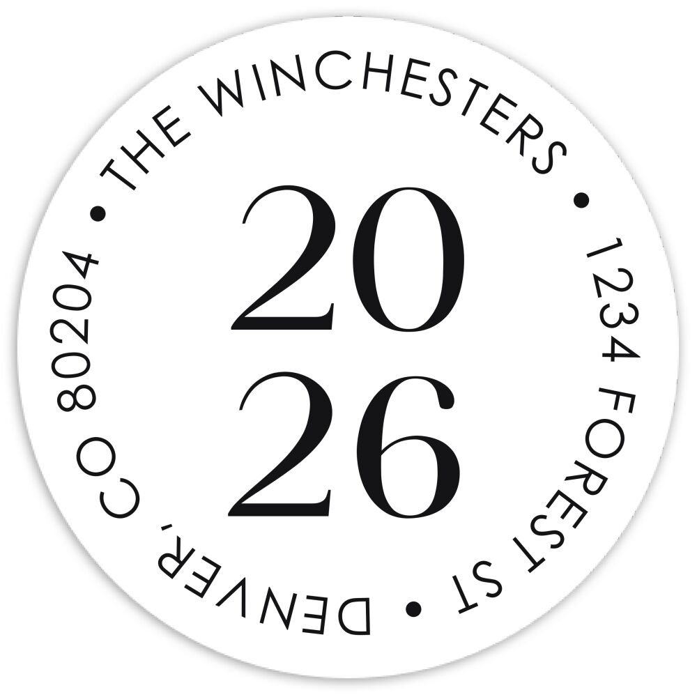 New Year Moments Round Address Sticky