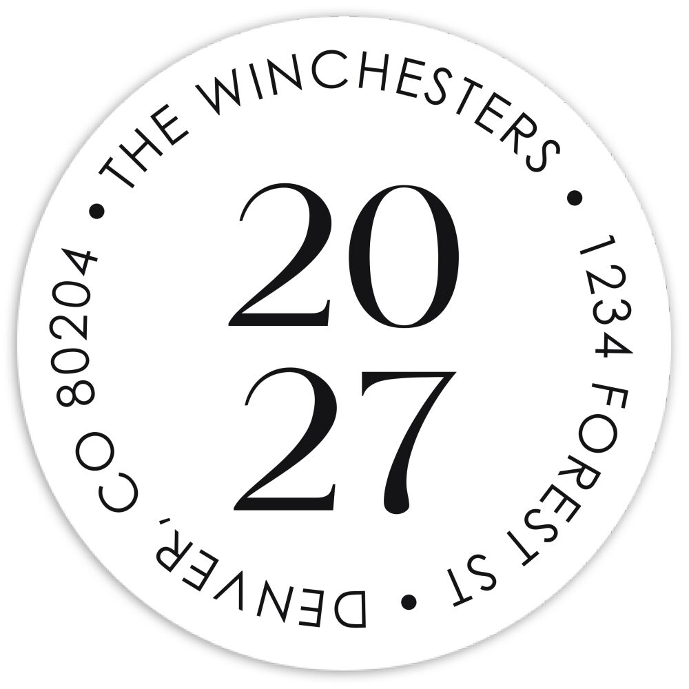 New Year Moments Round Address Sticky