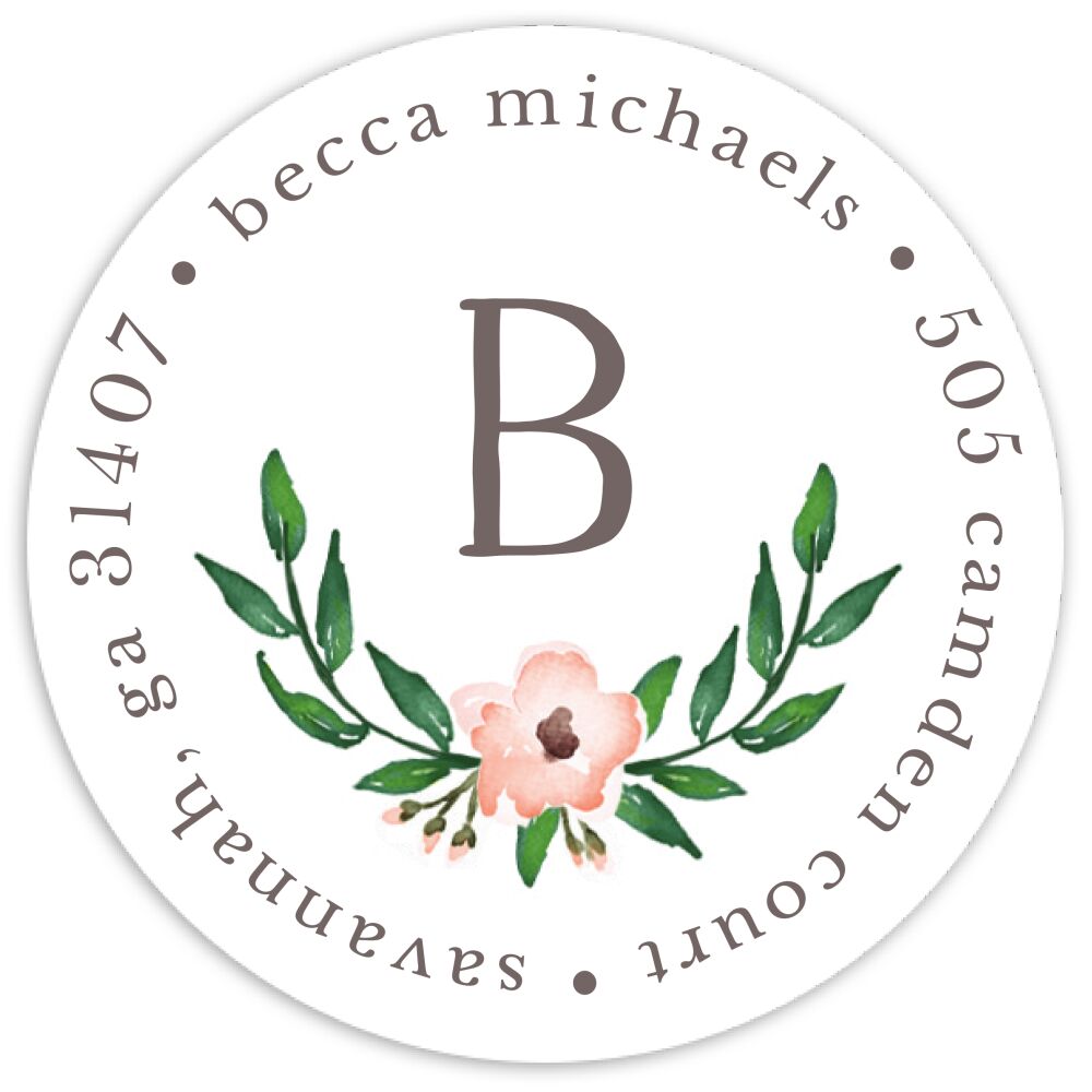 Watercolor Wreath - Green Round Address Sticky