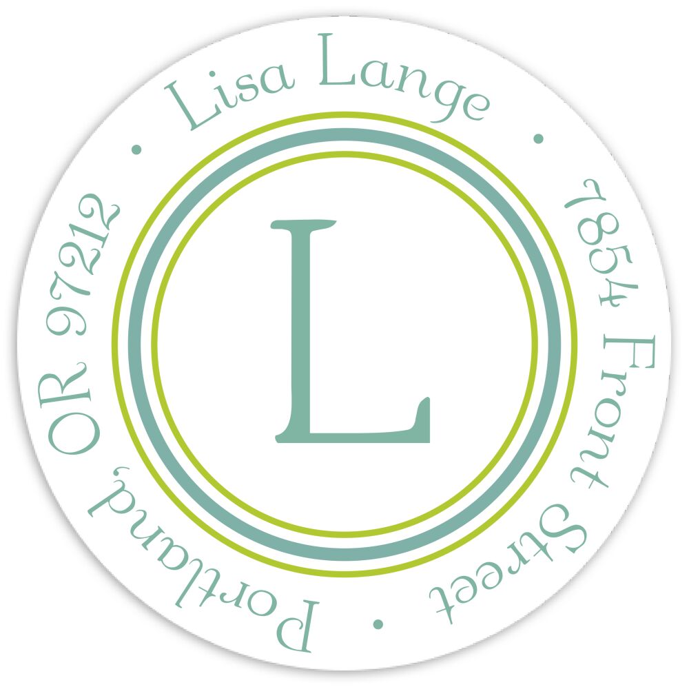 Lined Up - Blue Round Address Sticky