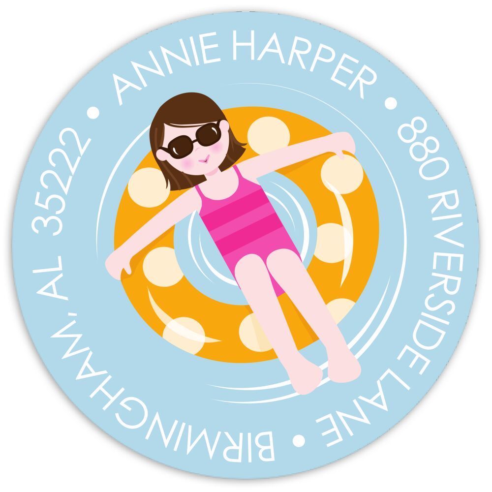 Cool By The Pool Round Address Sticky