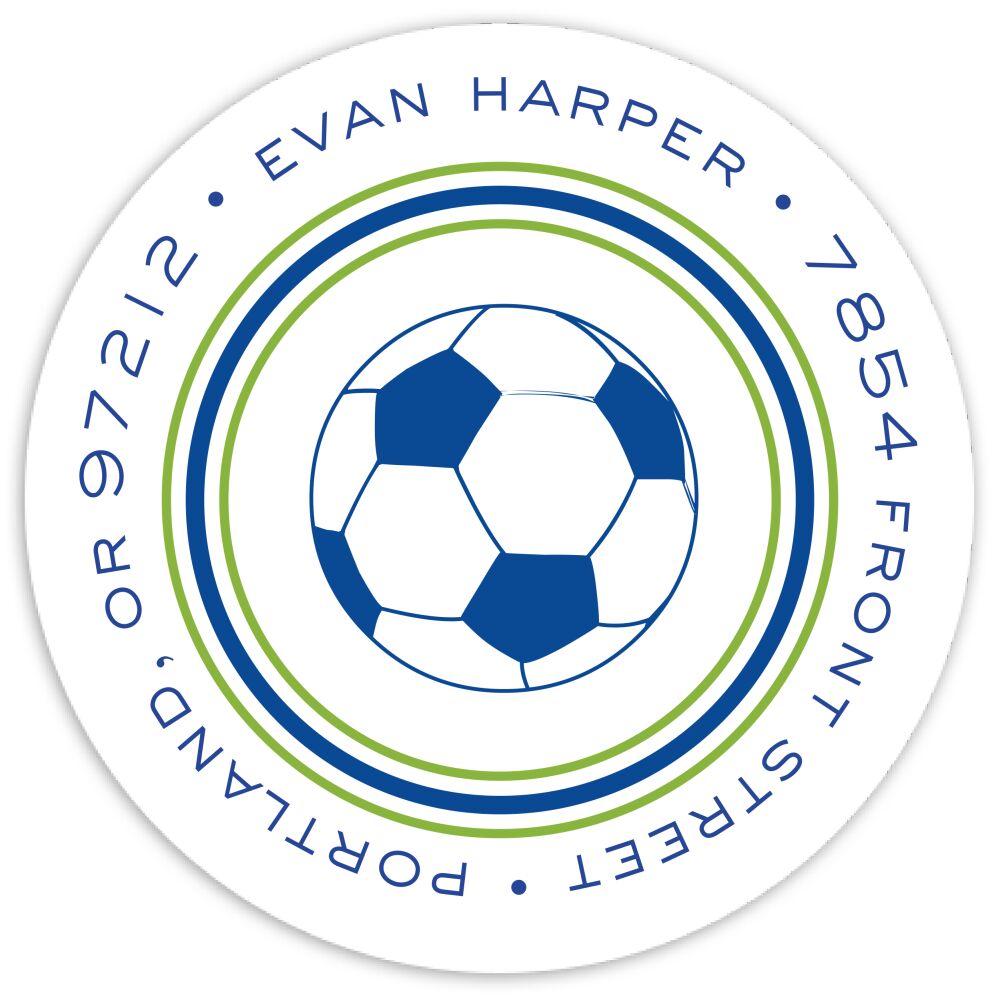 Lined Up - Navy Round Address Sticky