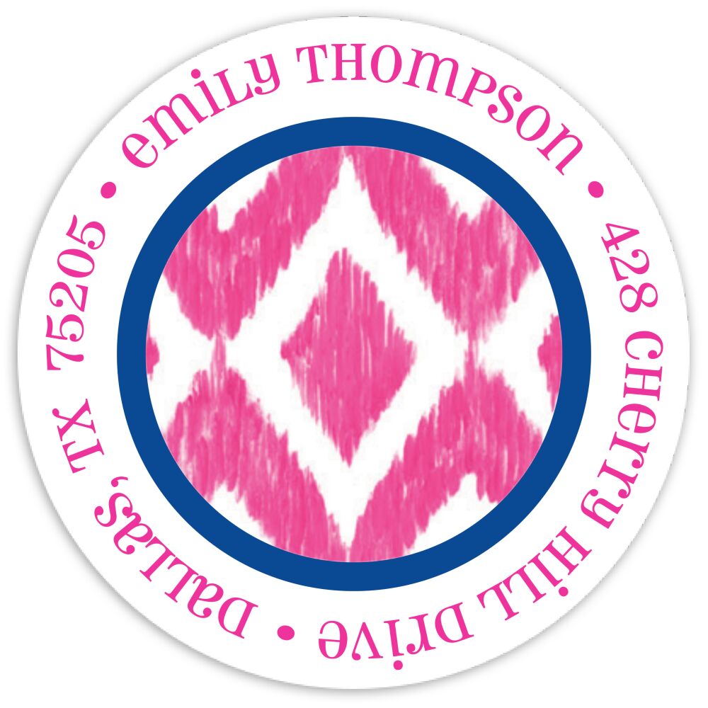 Ikat - Fruit Punch Round Address Sticky