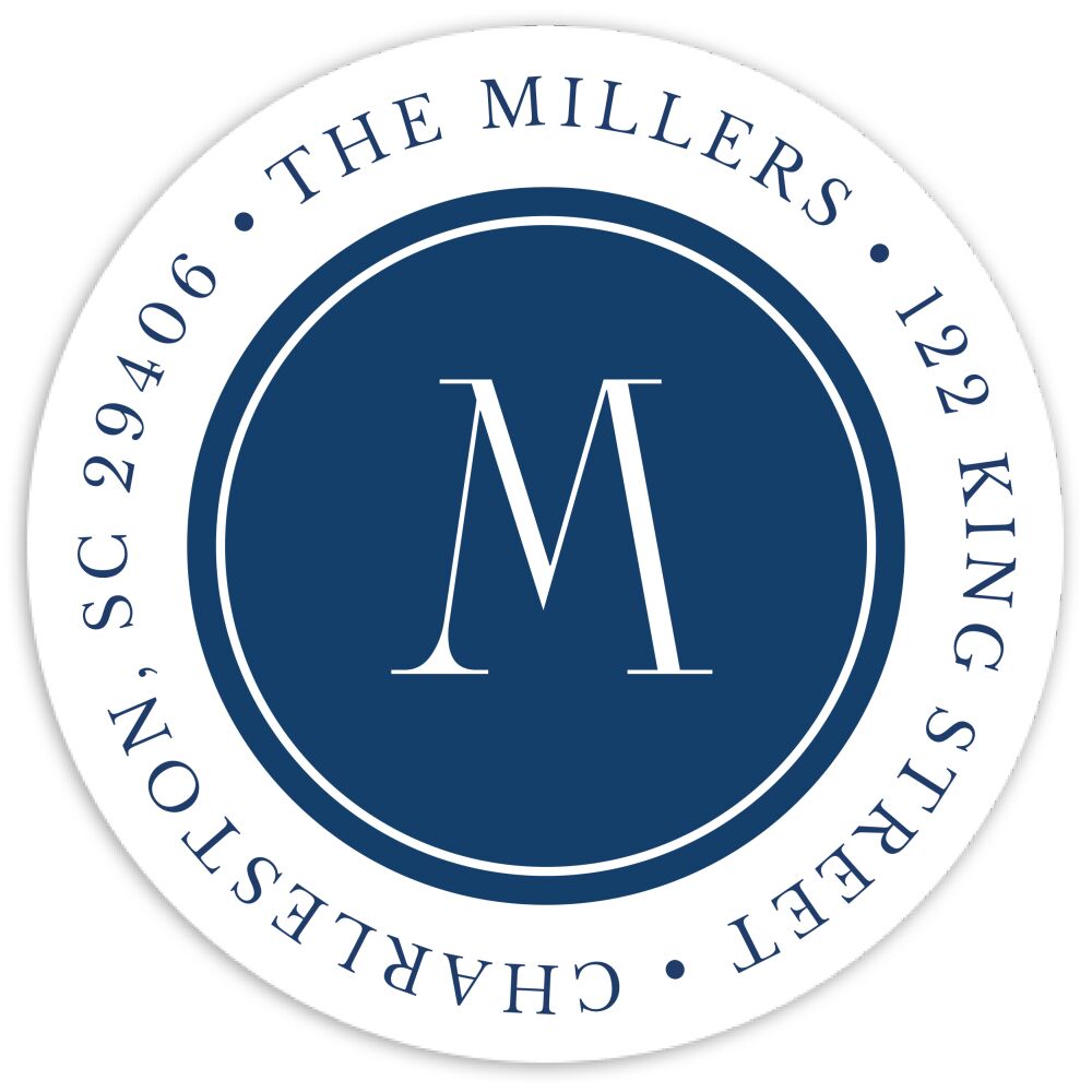 Grand Monogram Round Address Sticky
