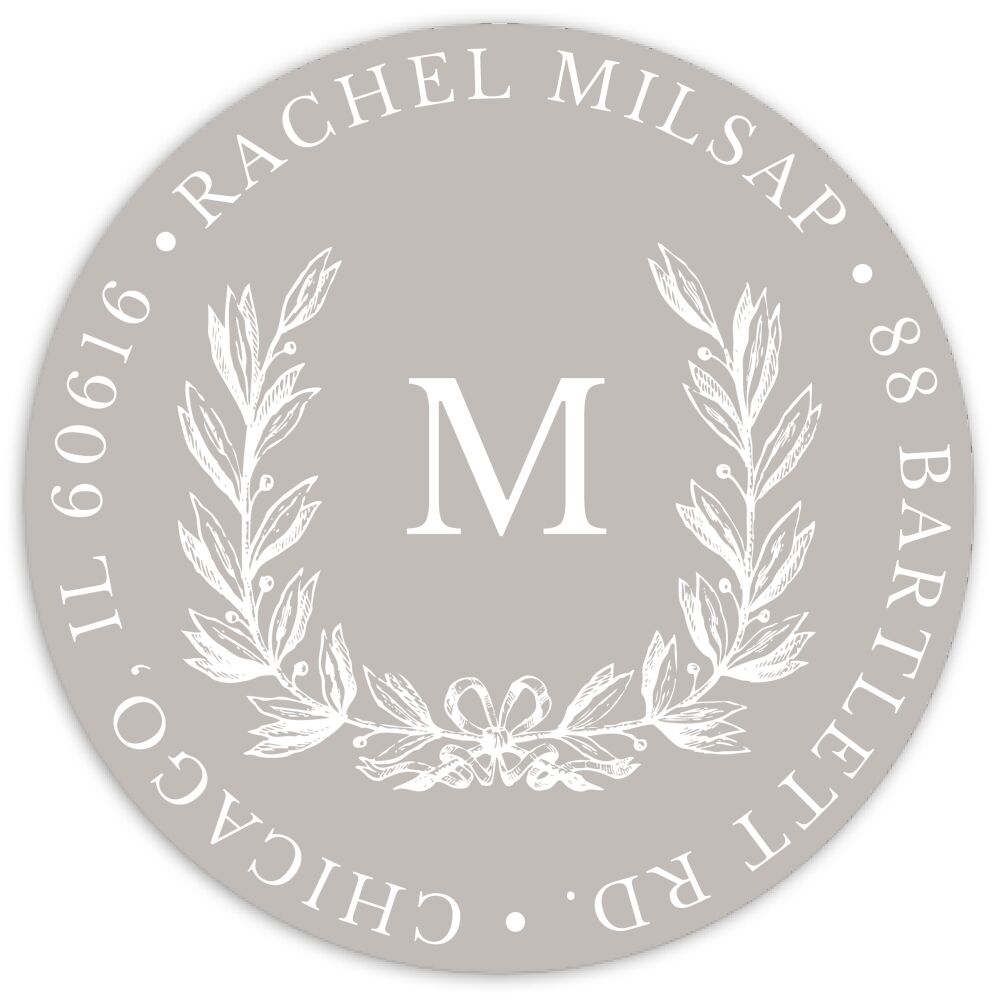 Etched Initials Round Address Sticky