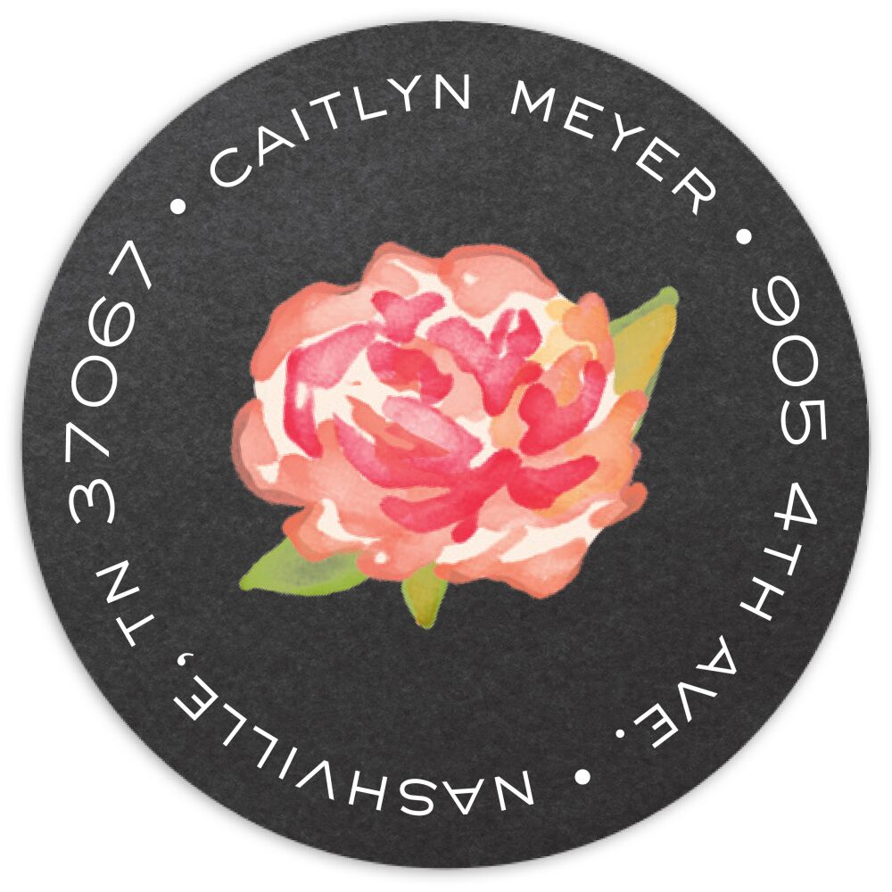 Chalkboard Blossom Round Address Sticky