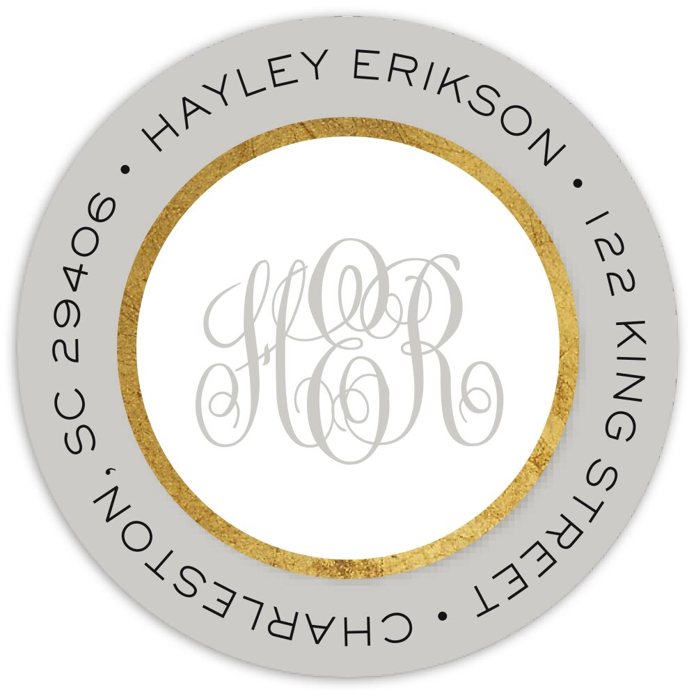 Framed Corners Round Address Sticky