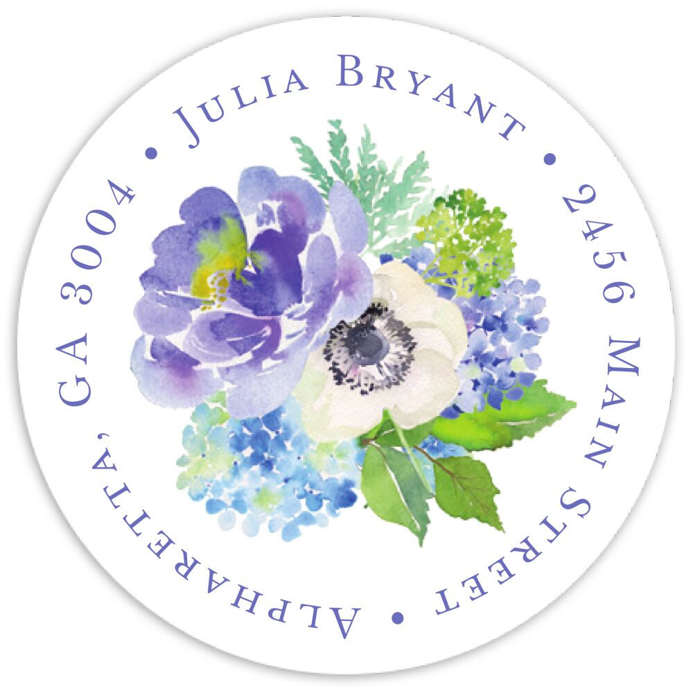 Heirloom Hydrangea Shower Round Address Sticky