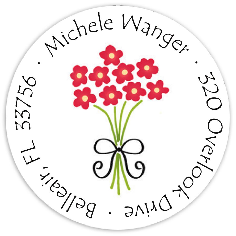 Tiny Everyday Bouquet Round Address Sticky
