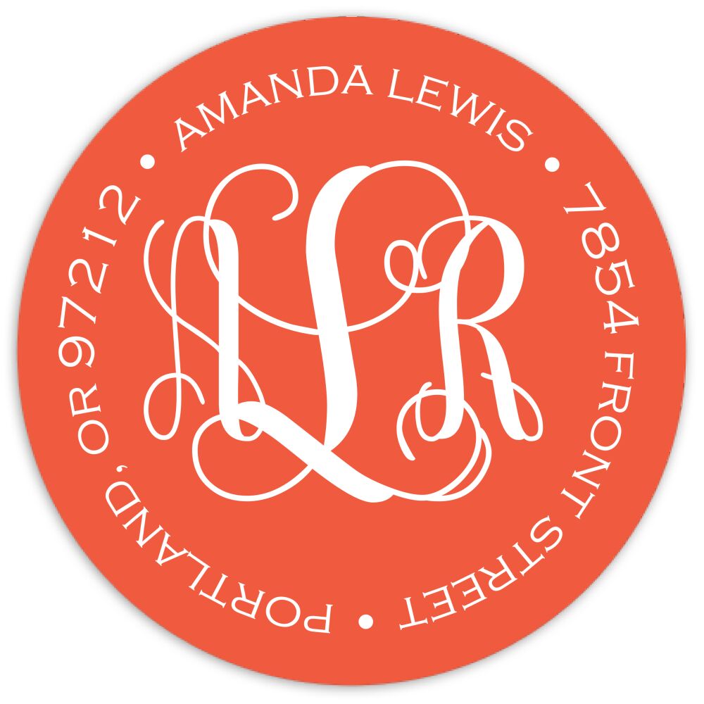 Colorblock - Coral Round Address Sticky