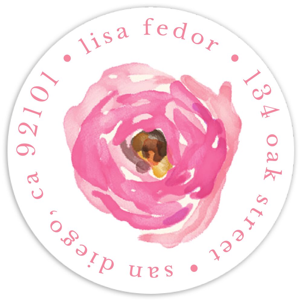 Blushing Blooms Round Address Sticky 