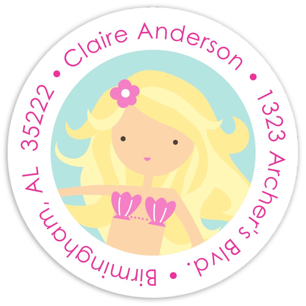 Mermaid Round Address Sticky