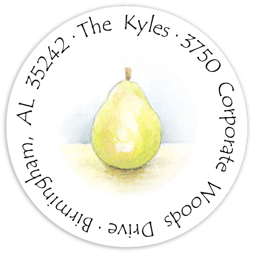 Tiny Claire's pears Round Address Sticky