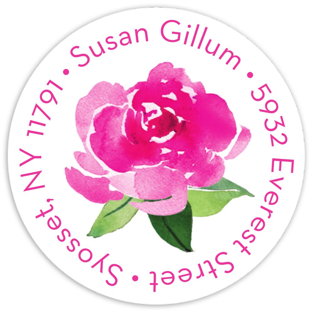 Peonie Surprise Round Address Sticky 