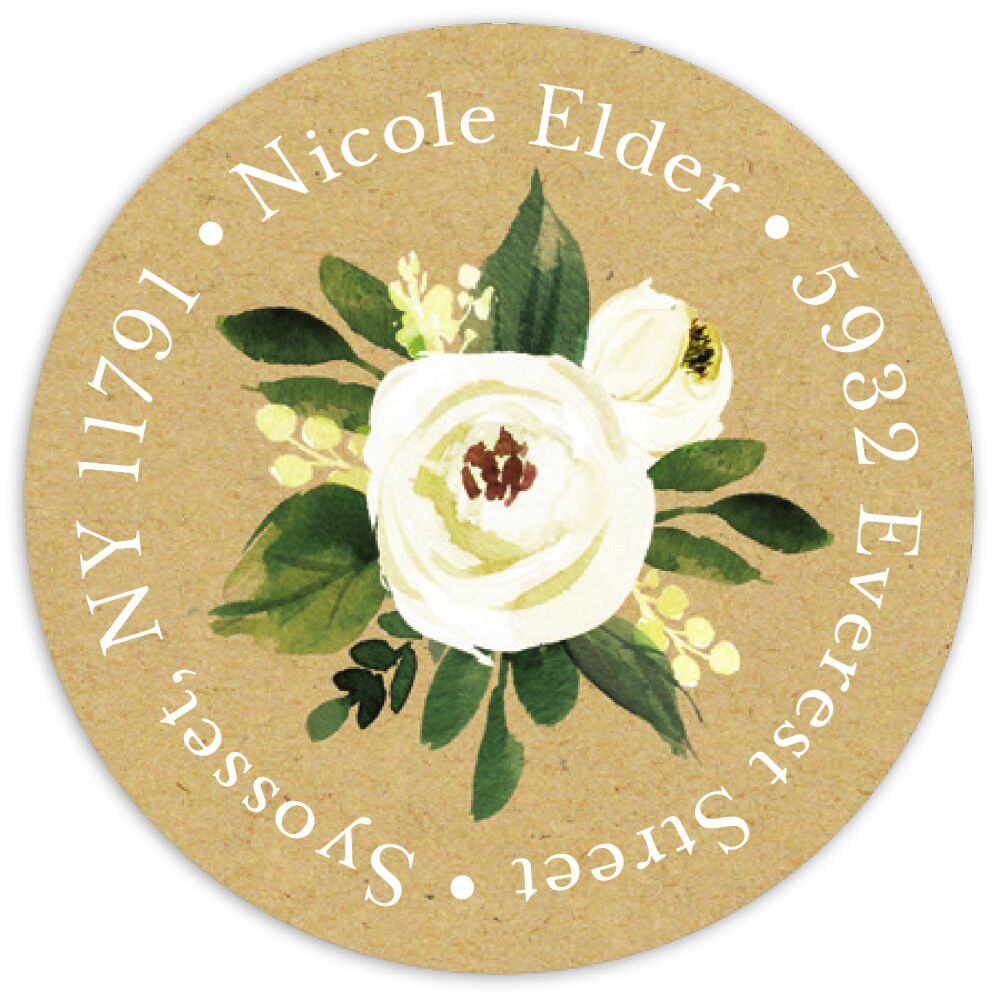 Charming Bouquets Round Address Sticky 